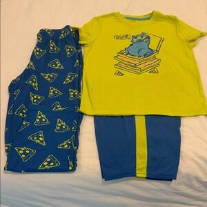 Cat & Jack Bright Green and Blue Bear Pajama Set